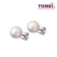 TOMEI Pearlfect Love Pearl Earrings, White Gold 585