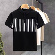 Premium feel patchwork polo shirt Men's casual summer top Men's high-end slim fitting short sleeve T-shirt