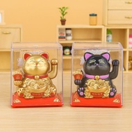 Car Lucky Cat Golden Automatic Beckoning Small Ornaments Solar Energy Solar Desk Opening Cute Gift 9