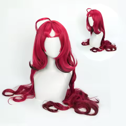 Cosplay Wig Ninfu 100cm Long Anime Game Wig Arknights Ombre Rose Red Gradient Synthetic Wig with Ban