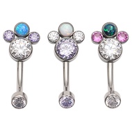 Navel Jewelry High Quality ASTM F136 Titanium Double Zircon Gem Crystal Body Piercing Jewelry ASTM F