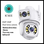 ICSEE Aplikasi Ipcam cctv kamera Home CCTV Dual Lensa Outdoor 2 Layar Camera Waterproof.