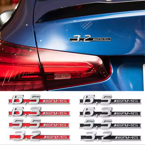 3D ABS Car Styling Logo 3.2 5.5 6.3 6.5 AMG Badge Fender Side Rear Trunk Sticker for Mercedes Benz A