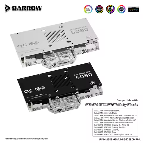 Barrow GPU Water Block For Galax/Gainward GeForce RTX5080 With Backplate PC Cooling Radiator BS-GAM5