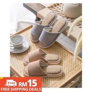 YC2 Linen Home Slipper Home Slipper House Slipper Room Slipper Linen Slipper Soft Slipper | Selipar 