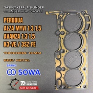 T2 SOWA JAPAN PERODUA MYVI ALZA AVANZA YRV KEMBARA DVVT K3-VE 3SZ-FE CYLINDER HEAD GASKET 1.0MM META