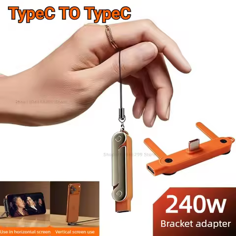 3 in 1 240W OTG Adapter with Stand 90 Degree Usb Adapter Type C Female To C Male Converter for IPhon
