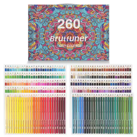 Brutfuner 260 Color Wooden Oil-Based Colored Pencil Art Drawing Sketching Coloring Special Colored L