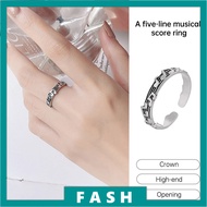 F Retro Note Five Line Music Score Ring Personalized High-end Opening Trendy Couple C1
