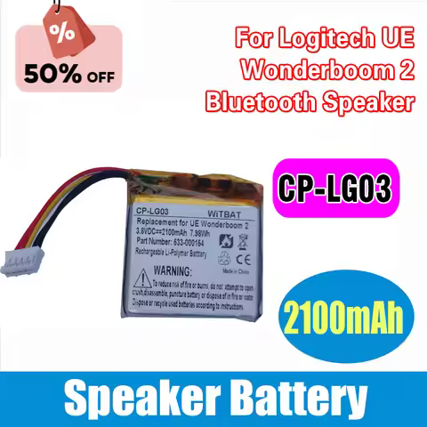 Replacement Battery 2100mAh 3.8V CP-LG03 533‑000154 for Logitech UE Wonderboom 2 Bluetooth Speaker B