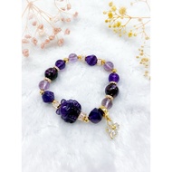 [SG Crystal Nami Gems] Nine Tails Bliss Crystal Bracelet- Amethyst Nine Tail Fox Purple Emerald