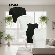 Lovito Women's Basic Plain Cropped Tank Top Casual Style L80ED368