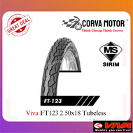 Corva Motor Tayar Viva Tubeless Ft123 (Bunga Sotong) 2.50-18 250-18 Tubeless Tayar 2.50 18 Tubeless