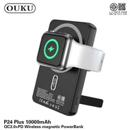 SYพาวเวอร์แบงค์ชาร์เร็ว OUKU P24 PLUS 10000mAh ชาร์จไร้สายแบบเเม่เหล็ก Smart watch พร้อมขาตั้งชาร์จ
