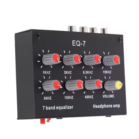 7 Band Car Sound Equalizer Digital Graphic Equalizer 12dB 60HZ-15KHZ EQ RCA Output/Input High Bass A