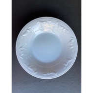 Japan surplus White Horse 9.5” ceramic plate in embossed horses at plate edges