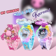 Cartoon Kuromi KT Cat Music Watch Children Colorful Luminous Rotating Toy Electronic Watches