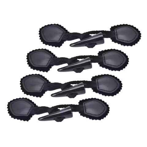 4 Pairs Horn Buttons Duffle Coat Jacket Fasteners Toggle with Leather Patch Buckle Buttons for Overc