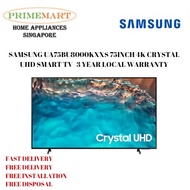 SAMSUNG UA75BU8000KXXS 75INCH 4K CRYSTAL UHD SMART TV- 3 YEAR LOCAL WARRANTY *FREE DELIVERY* *FREE INSTALL AND DISPOSE*