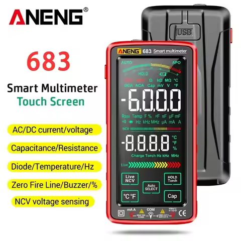ANENG 683 6000 Counts Professional Multimeter AC/DC Voltage Test Current Ammeter Smart Touch Screen 