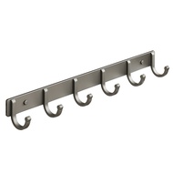 Space Aluminum Hook Bathroom Towel Hook Living Room Door Back Clothes Hook Simple Storage 6 Hooks to