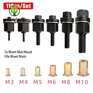 ZILUOLAN 11Pcs/Set Manual Riveter Tool, Easy Installation For Rivet Nut Torch Hand Rivet Nut, with R