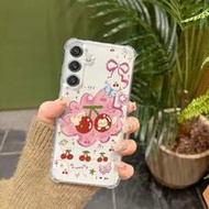 เคสโทรศัพท์ลายหัวใจเชอร์รี่โบว์แมวน่ารักผีเสื้อใสกันตกสี่มุมดีไซน์ยกขอบหน้าจอ สำหรับ Google Pixel 9 