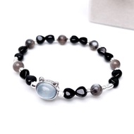 為伴。手串 化太歲 能量 I 貓頭海藍寶 愛心金運石 黑金骨幹 I