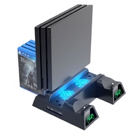 PS4 / PS4 Slim / PS4 Pro Dual Controller Charger Console Vertical Cooling Stand Charging Station Fan For Playstation 4