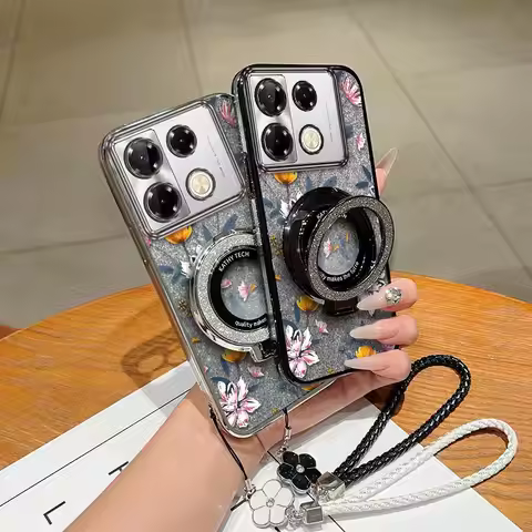 Note 40Pro Bright flowers Plating Bracelet Holder Phone Case For Infinix Note 40Pro 30 20 30i 40 12 
