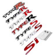 Car Body Front Grill Emblem Badge Sticker 3D Metal Auto Rear Badge Decal Trim Modified Decoration Letter Type R S SI Emblem Accessories For Honda Jazz Beat Brv Rs Crv Accord Insight Odyssey Freed Vigor Passport Clarity Shuttle Hrv Ferio Fit City Vezel