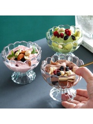4入組玻璃甜點杯,立足的冰淇淋杯,沙拉前菜碗,小杯子,水晶玻璃器皿,餐具,家庭廚房用品
