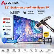 New Arrival ACE MAX Tempered Glass Android Smart TV 32 inch 1080P Android 11.0 With Netflix Bluetooth LED TV