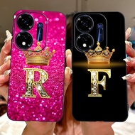 For Itel P55 5G P661N P665L ItelP55 4G A666L A666LN Fashion Crown Initial Letter Black Silicone Soft