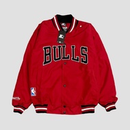 jaket varsity baseball vintage jaket bomber sukajan original skullend - bulls red black l