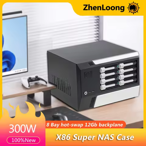 8 Bay Hot Swap Bays NAS Case 12Gb Mini SAS Backplane Server Chassis Support MB MATX/ITX Come With 30