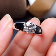 T Trendy Men's Ring Pt950 Platinum Plated Simulation Diamond Ring 2 Carat Moissanite Ring Men's Wedd