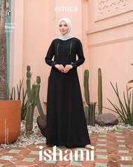 Gamis Ethica Ishami 33 Black White /Gamis Ethica Terbaru/Best Seller/Original