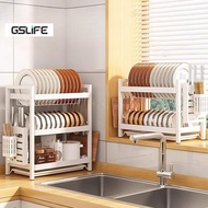 GSlife 2/3 Tier Dish Drying Rack Dish Rack With Drainer Rak Pinggan Mangkuk Kitchen Storage Rack