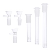 Ready Stock 6pcs Glass Stem Pipes Laboratory Equipment Glass Pipe Accessories Kitchen Coffee Glass Rods with Funnels (Transparent)