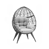Wicker Egg Chair with Stand & Cushion, Egg Chair for Garden, 350lbs Capacity