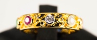 (R112 ชื่อแบบ "มะลิวัลย์") : แหวนทองคำทรงพิรอดประดับพลอยนพเก้า