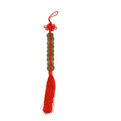 1PC Retro 5/9 Coins Red Chinese Knot,Copper Feng Shui Wealth Success Lucky Charm Home Car Hanger Dec