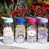 1pc 500ml (17oz) Children's Plastic Water Bottle With Cute Rabbit, Cat, Dinosaur, Bear Patterns, Str