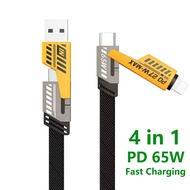 4 in 1 PD 65W Fast Charging Cable USB Type C to Light USB C 27W Data Charger Cord for Huawei Samsung