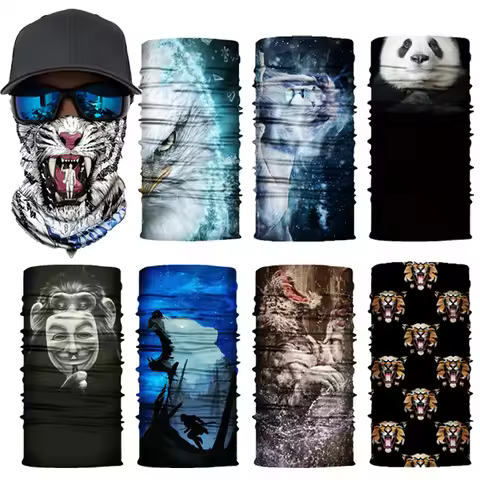 Animal Tiger Snake Lino Eagle Panda Leopard Print Tube Scarf Bandana Women Men Outdoor Travel Cyclin