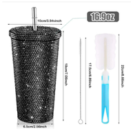 แก้วน้ำเพชร750ml แก้วน้ำเก็บความเย็น พาสเทล  แก้วเพชรวิบวับ  แก้วน้ำติดเพชรติดคริสตัล  เก็บเย็นสแตนเ