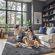 Ultra Soft Fluffy Grey Area Rugs for Bedroom 4x6 Feet, Shaggy Plush Living Room Shag Furry Floor Rug