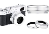JJC LH-JX100VII Silver Metal Lens Hood/ 49mm Filter Adapter Ring for Fuji X100 X100S X100T X100F X10