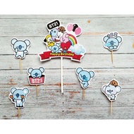 Topper toper decoration skewer cake rice cake tumpeng pudding birthday happy birthday character bt21